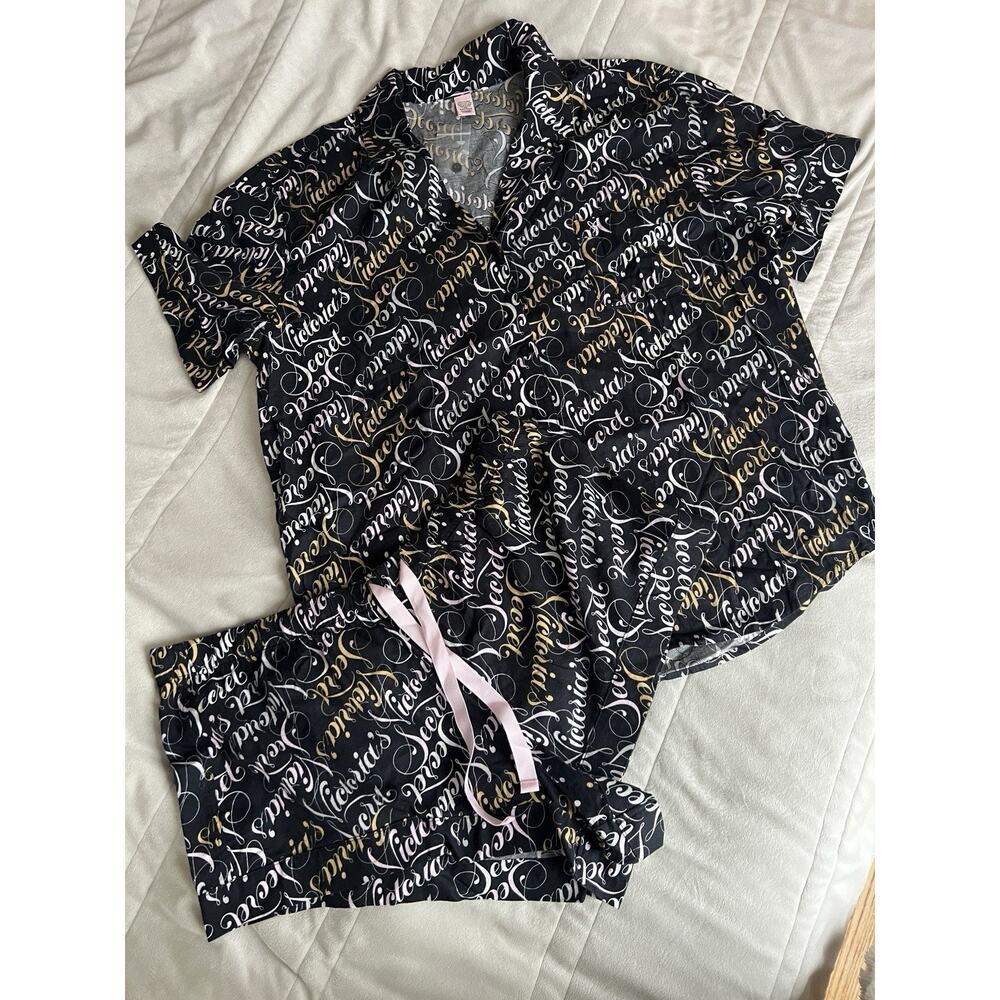 Victoria's Secret Super Soft VS Script Logo Pajama Set Size XL